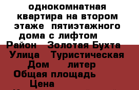 однокомнатная квартира на втором этаже  пятиэтажного дома с лифтом.   › Район ­ Золотая Бухта  › Улица ­ Туристическая › Дом ­ 3 литер 2 › Общая площадь ­ 53 › Цена ­ 4 900 000 - Краснодарский край, Геленджик г. Недвижимость » Квартиры продажа   . Краснодарский край,Геленджик г.